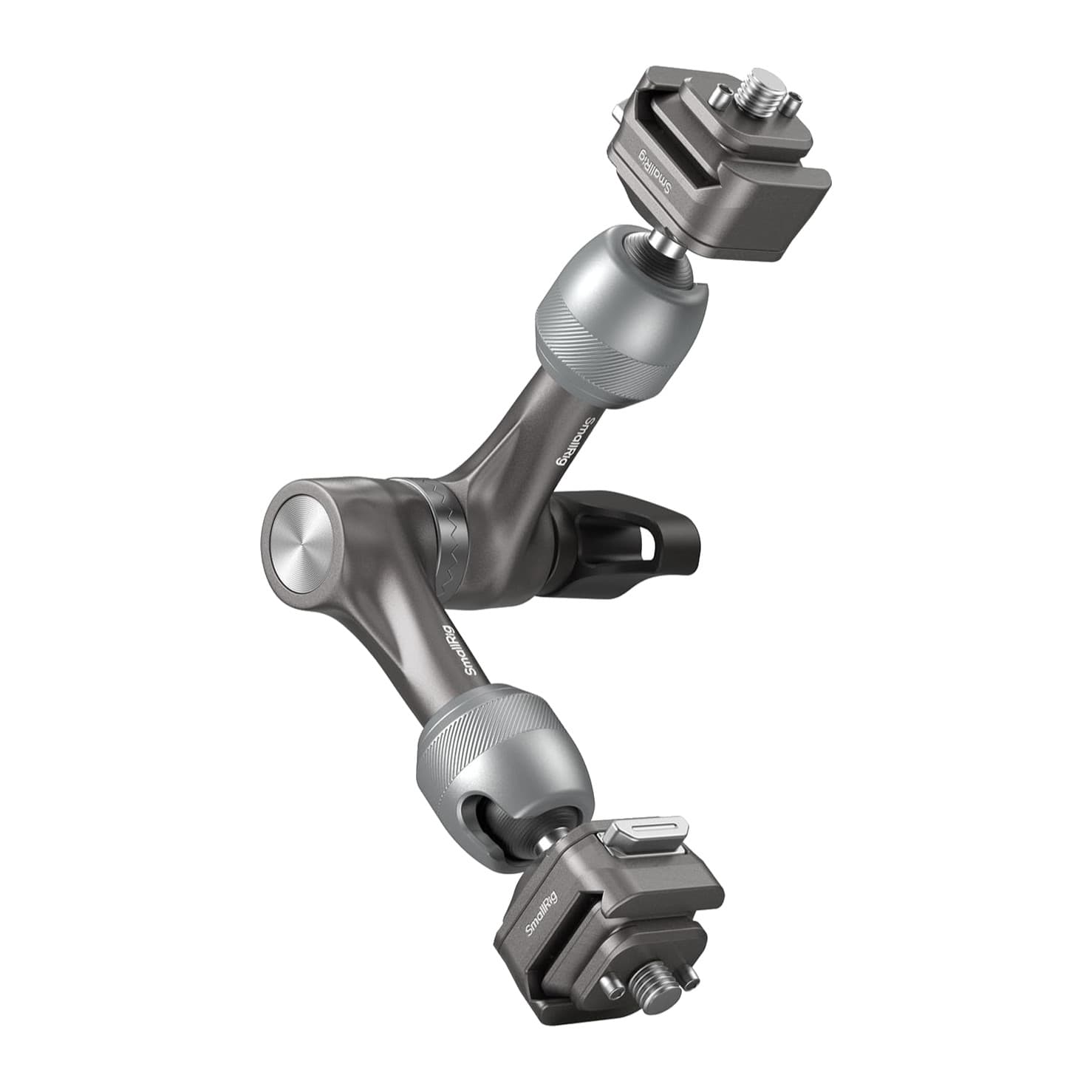 SmallRig HawkLock H21 rosette magic arm folded, showing rosette joint, thumb lever and both mounts