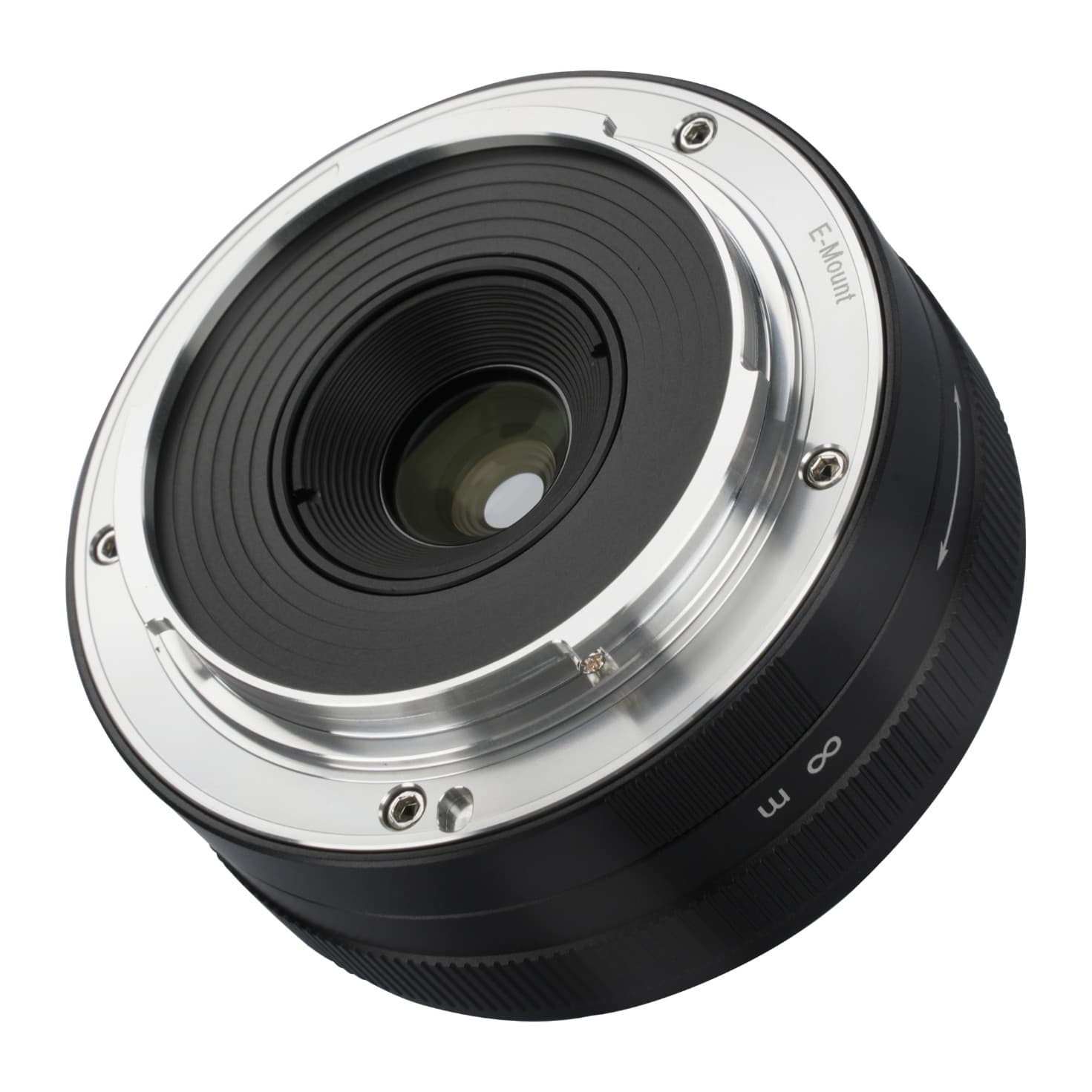 7Artisans 18mm F5.6 rear view showing the metal Sony E-mount and rear element