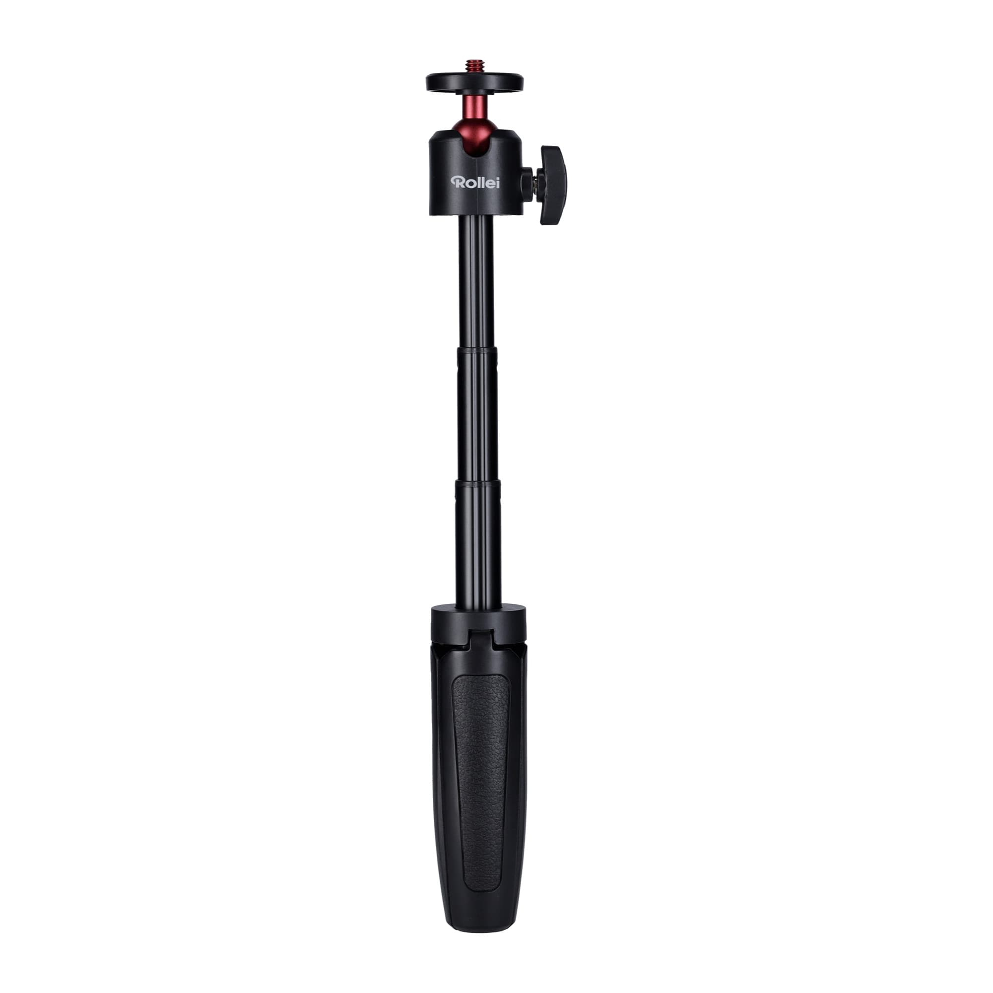 Rollei Comfort Desktop mini tripod fully extended as a handheld grip with ball head on top