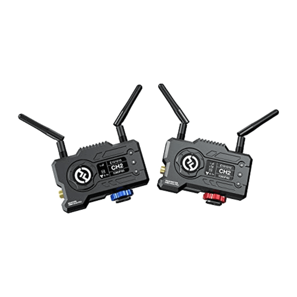 Mars 400S Pro receiver and transmitter showing channel and 1080p60 status on their screens