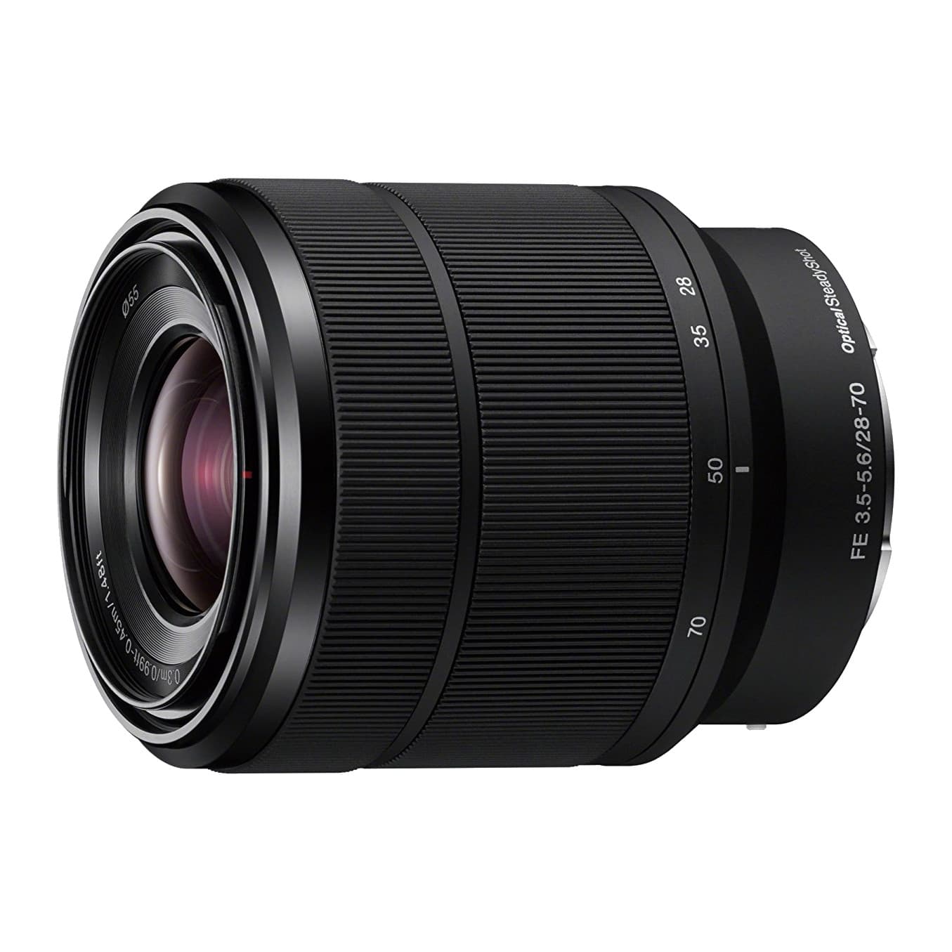 Sony FE 28-70mm F3.5-5.6 OSS (SEL2870) zoom lens, front three-quarter view