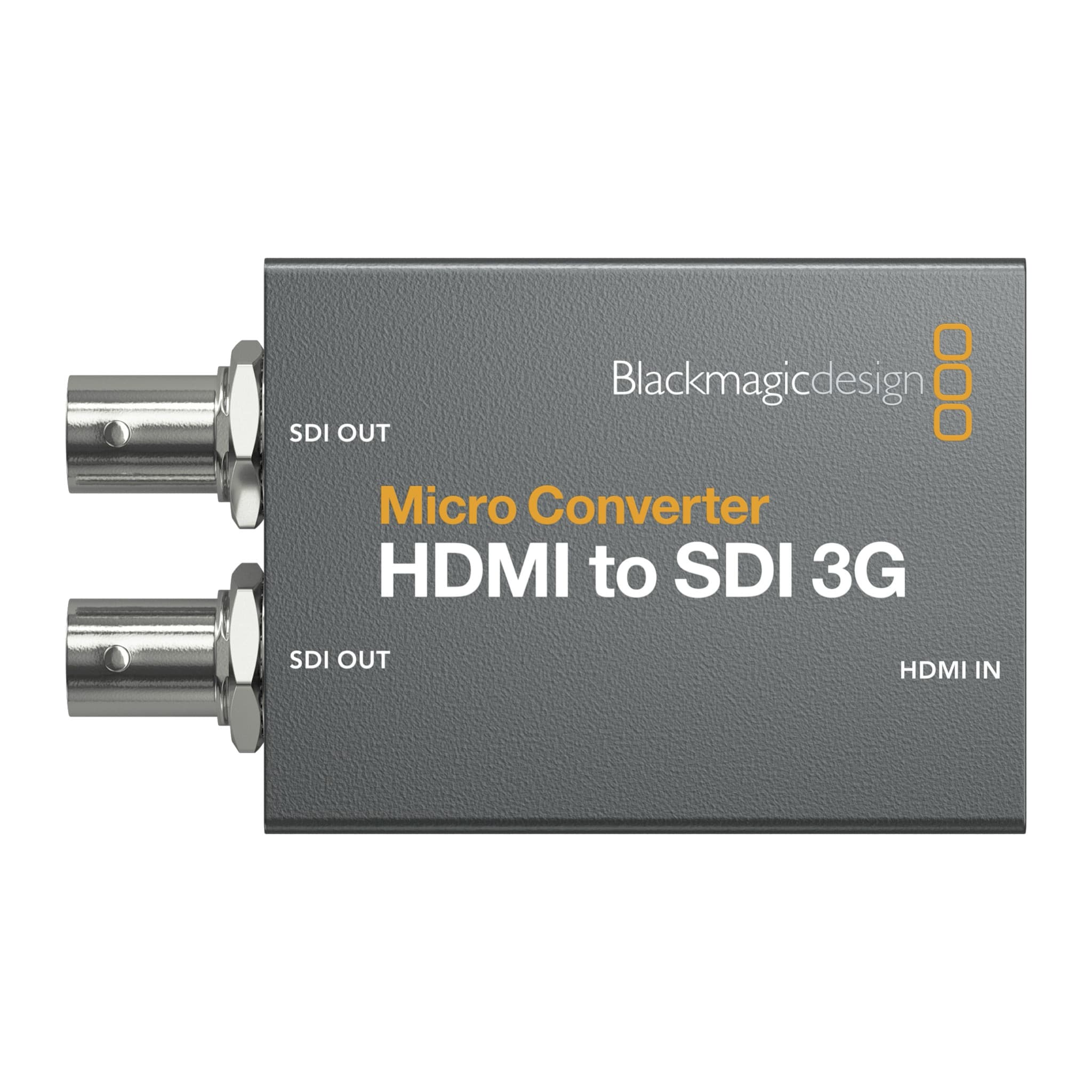 Top view of the Micro Converter HDMI to SDI 3G with two SDI outs and HDMI in labelled