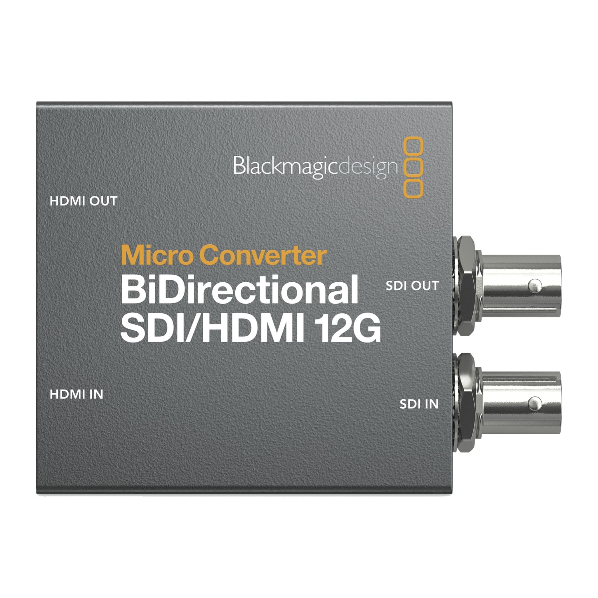 Top view of the Micro Converter BiDirectional SDI/HDMI 12G with HDMI and SDI port labels