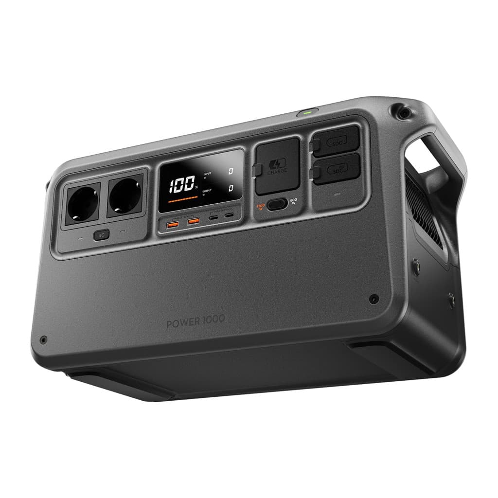 DJI Power 1000 side view with the carry handle and front ports