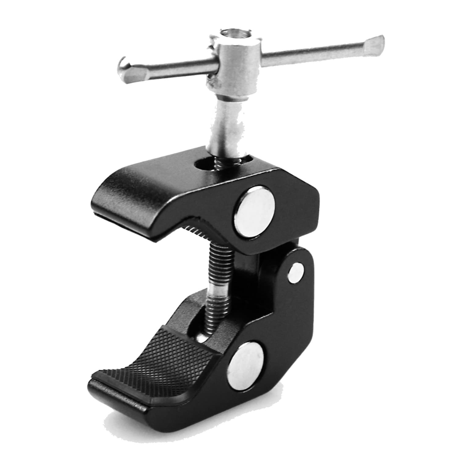 SmallRig 735 super clamp seen from the other side, rubber-lined jaws and T-handle screw