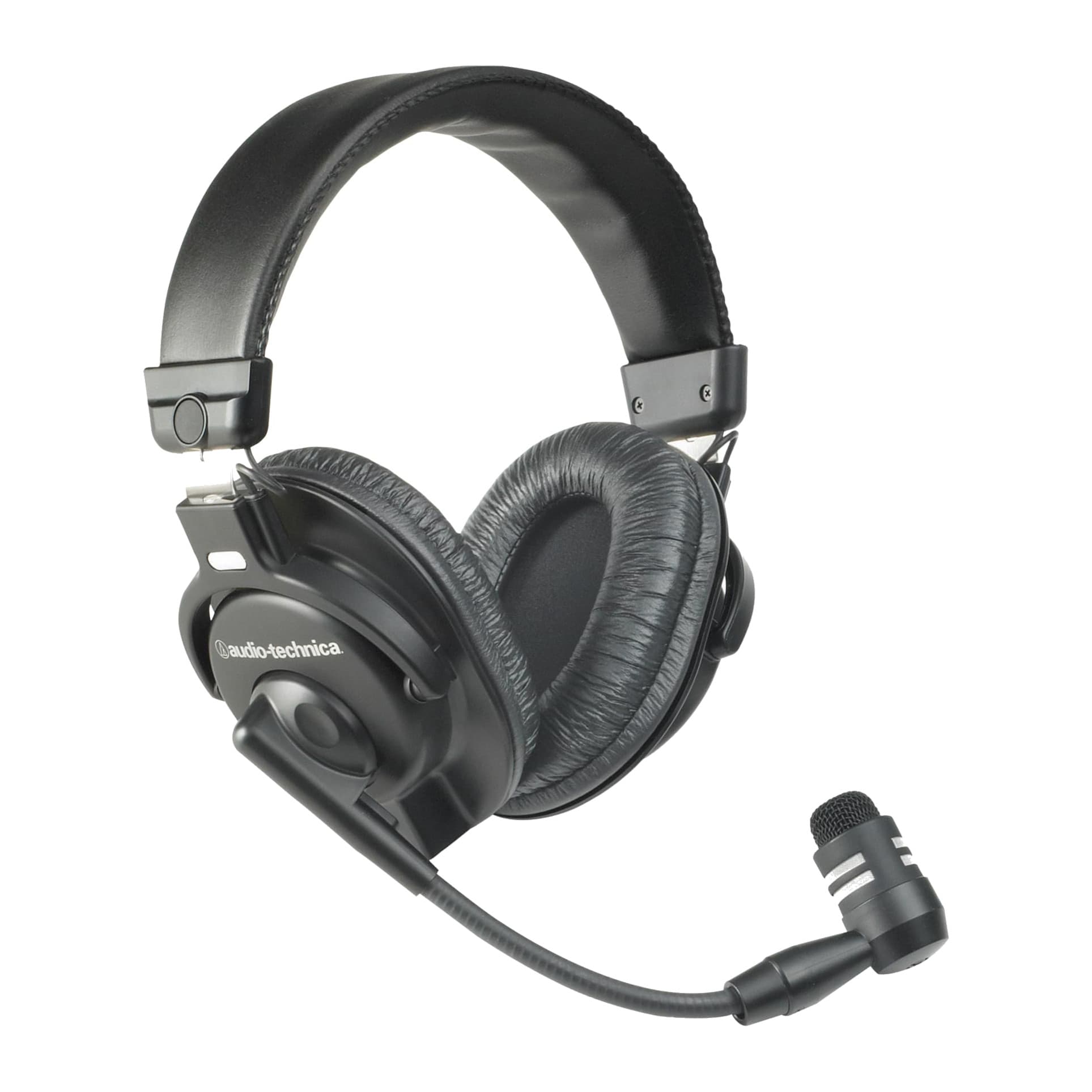 Audio-Technica BPHS1 headset from the other side, showing the leather-padded earcups
