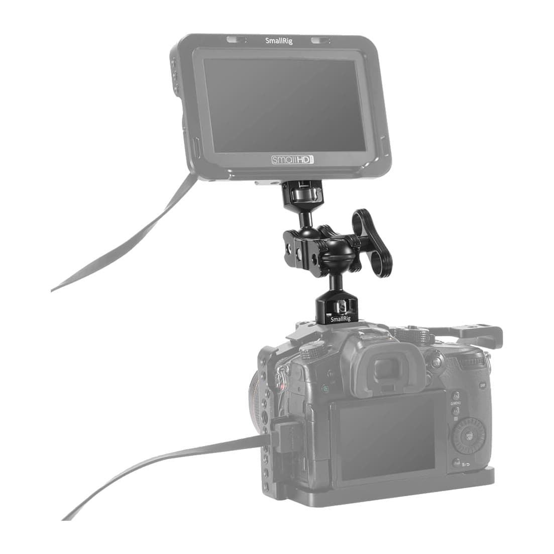 SmallRig magic arm holding a field monitor on a camera cage