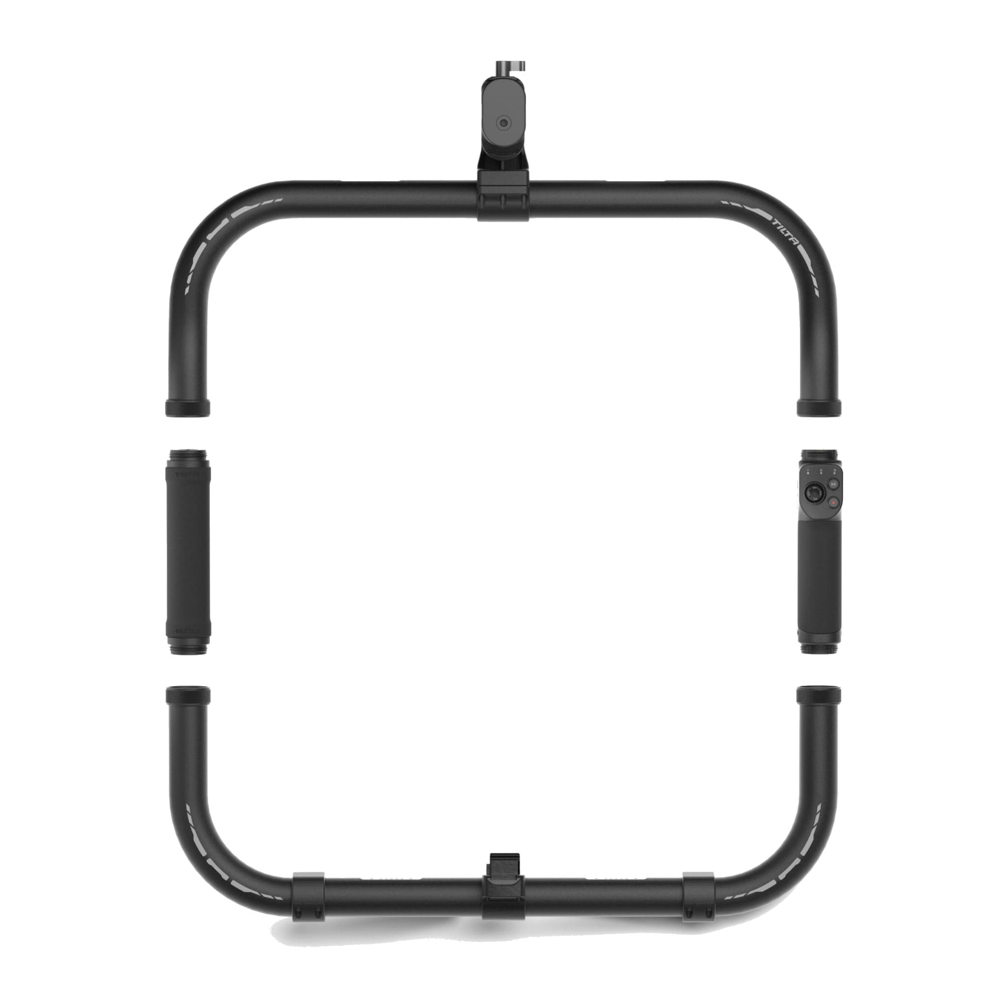 Tilta Basic Ring Grip Plus parts: upper and lower ring sections and side grips, one with control buttons