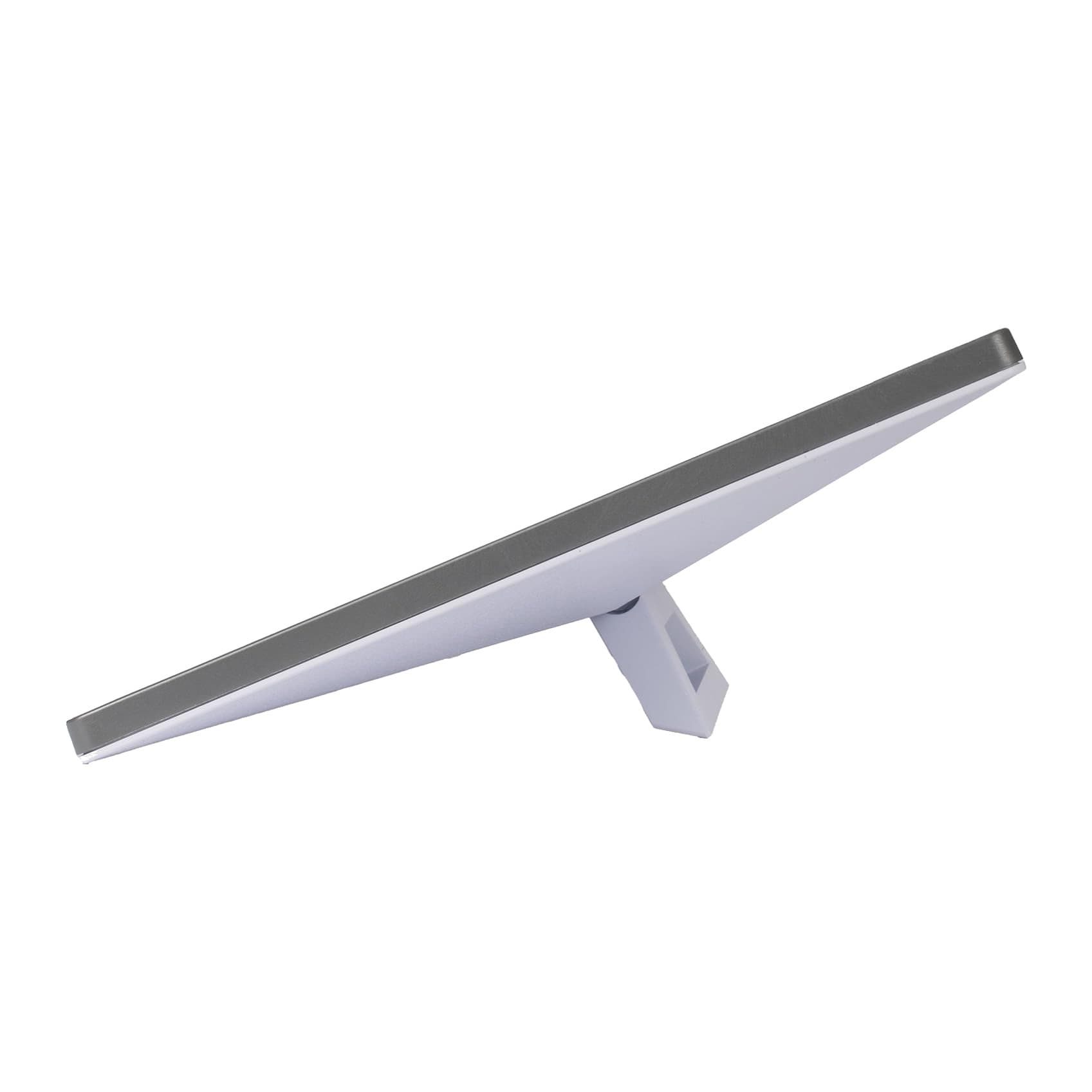 Starlink Mini side profile on its kickstand, showing the tilt angle