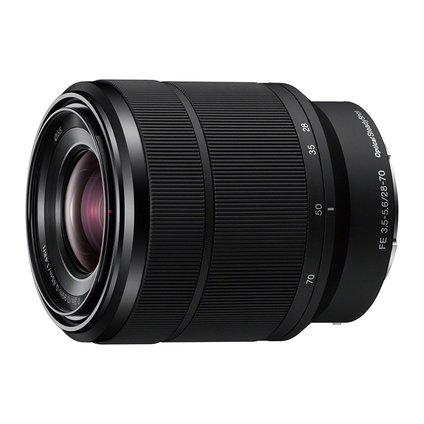 Sony FE 28-70mm F3.5-5.6 OSS (SEL2870) zoom lens, front three-quarter view