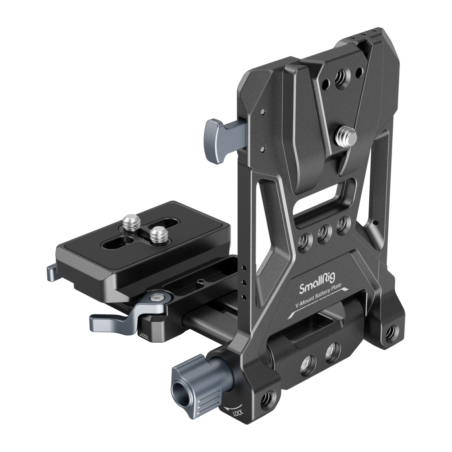 SmallRig compact V-mount battery mounting system 4064B: folding V-mount plate on Arca-Swiss base