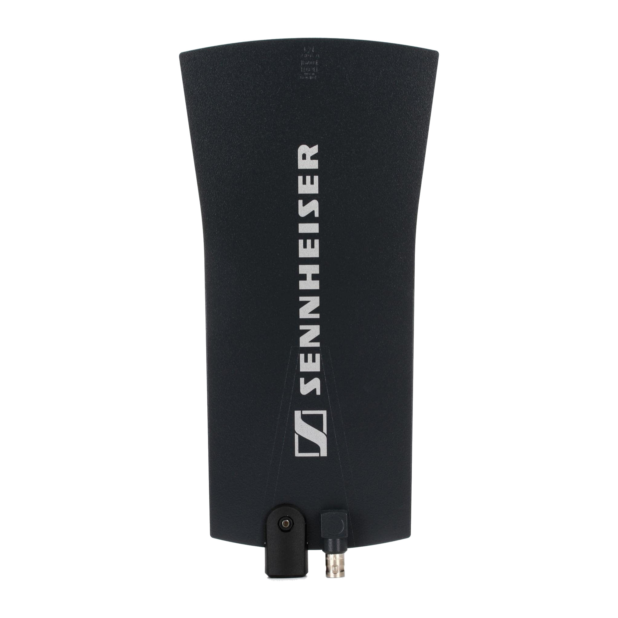 Sennheiser A 1031-U black omnidirectional UHF antenna, front view with mount and BNC socket