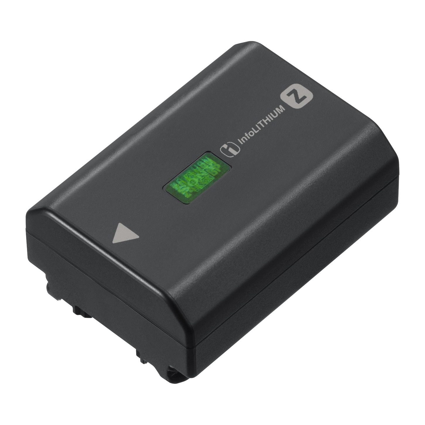 Sony NP-FZ100 Z-series InfoLITHIUM battery, three-quarter view on white